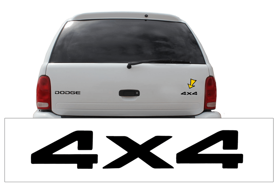 1998-03 Dodge Durango 4X4 Lift Gate Decal - 1" x 5 3/8" - QG-CDDU-9803-855-BK-1-QG-CDDU-9803-855-BK-2- DRIVEN - 1