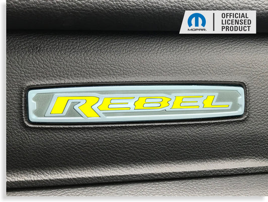 REBEL Glove Box Inlay Decal - 2019-2025 Ram 1500 Rebel - Ram19:Rebel-GB-01-Ram19:Rebel-GB-03-Ram19:Rebel-GB-02-Ram19:Rebel-GB-04-Ram19:Rebel-GB-05- DRIVEN - 2