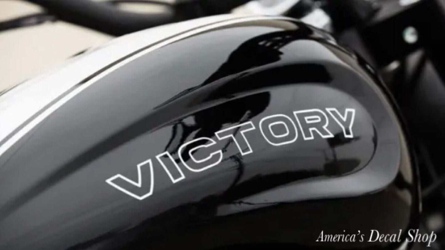 2X Victory Outline Motorcycle Gas Tank Decals Stickers New OEM Oracle Universal - 1111-1112- DRIVEN - 1