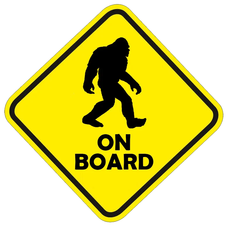Sasquatch / Bigfoot On Board Sticker 5" - Universal - sasonboard5- DRIVEN - 1