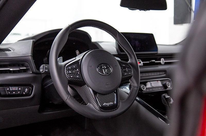 "Supra" Steering Wheel Trim Overlays (Full Set) - 2020+ Supra - A90STR3DBK- DRIVEN - 7