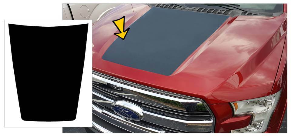 2015-17 Ford F150 Hood Center Blackout Decal - TR361-MBK-1-TR361-MBK-2- DRIVEN - 1