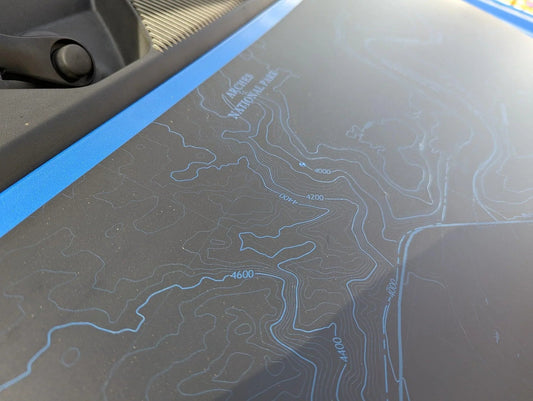 Stealth Black Arches National Park Topographic Map Hood Overlay (Printed Series) - 2021+ Bronco - 21BROTOPOBLKARCH-21BROTOPOBLKARCH-X2- DRIVEN - 2