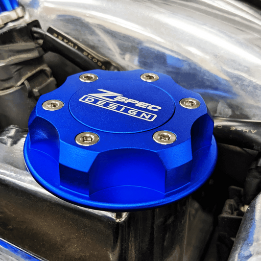 ZSPEC Billet Oil Filler Cap for Nissan/Infiniti/Datsun, Blue Cap w/ Titanium Accents - ZSD-386893-ZSD-386909-ZSD-386916-ZSD-386923-ZSD-386930- DRIVEN - 2
