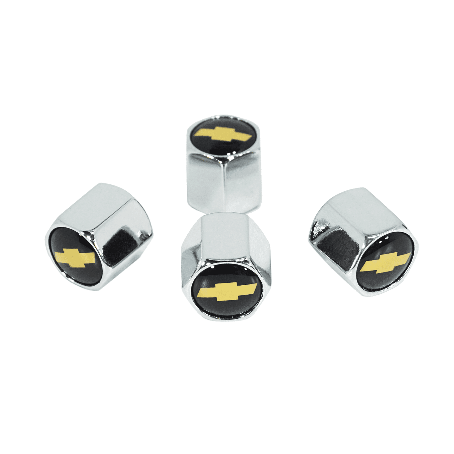 Chrome Valve Stem Tire Caps, Style: Chevy, Amber Bow-Tie - ZSD-009174- DRIVEN - 1