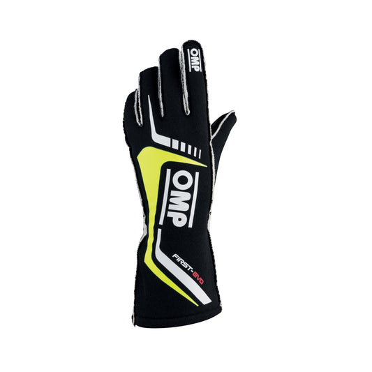 OMP | First Evo MY2020 Racing Gloves | FIA 8856-2018 - IB0-0767-A01-061-S-IB0-0767-A01-061-M-IB0-0767-A01-061-L-IB0-0767-A01-061-XL-IB0-0767-A01-178-S- DRIVEN - 2