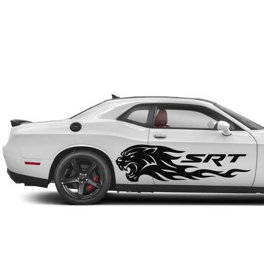 Hellcat Flame Tiger Side Decal – Dodge Challenger, Charger, Durango – SRT Vinyl Stripe Graphic 12" to 45" Weatherproof - sku-50687731499140-sku-50687731531908-sku-50687731564676-sku-50687731630212-sku-50687731662980-  DRIVEN - 1