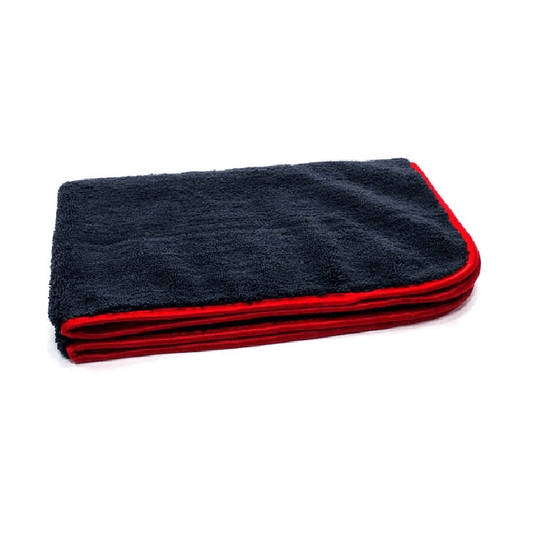 16" x 24" Silk Edge Microfiber Drying Towels (Black/Red) - 12 Pack - SEMDT-BR-12-  DRIVEN - 1
