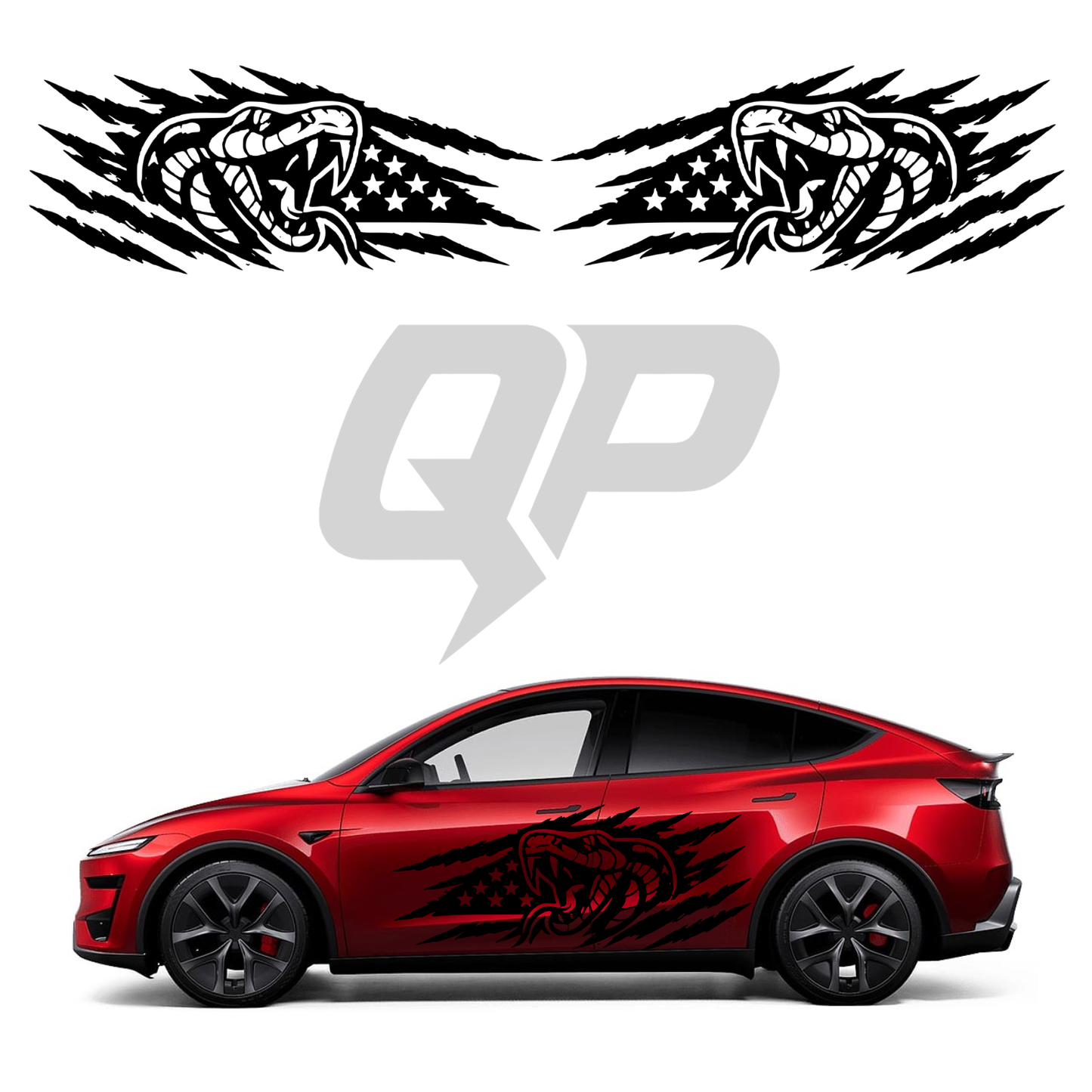 Tesla Model Y Snake American Flag Claw Scratch Decal Kit - sku-51907018588292-sku-51907018621060-sku-51907018653828-sku-51907018686596-sku-51907018719364-  DRIVEN - 1
