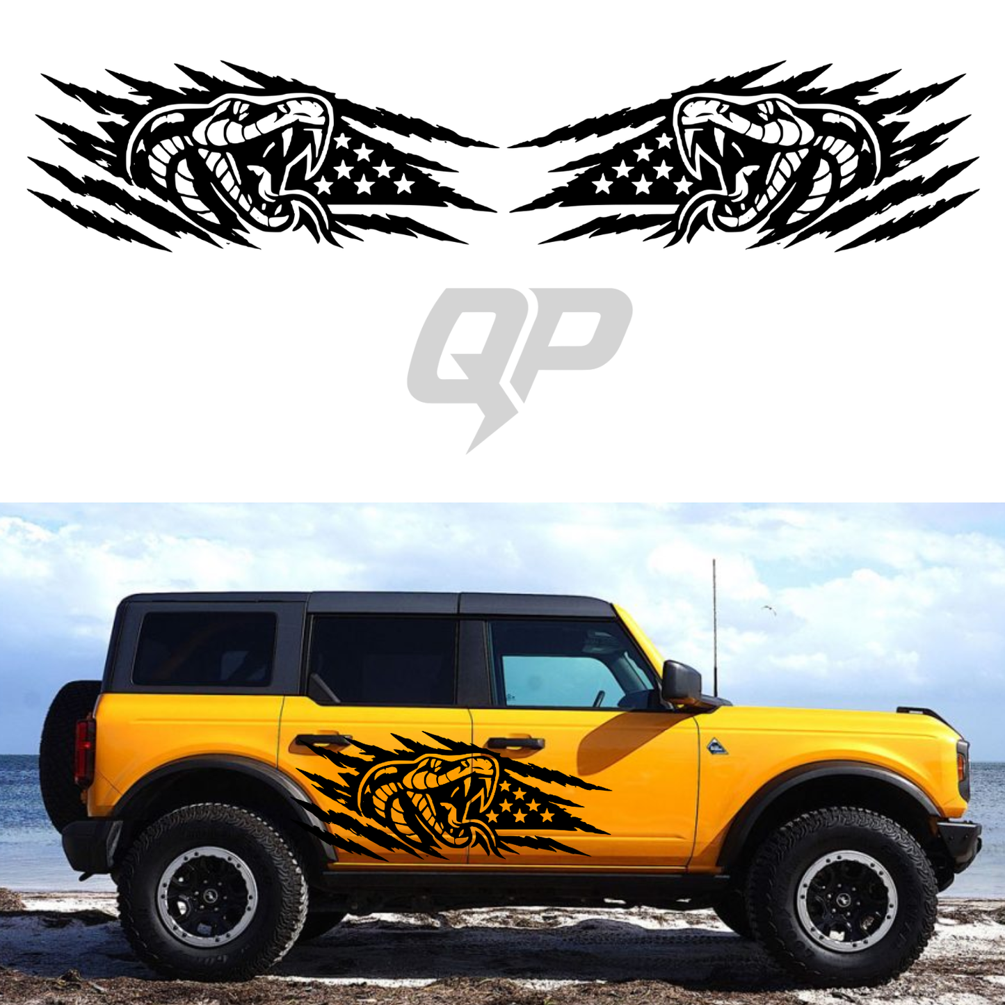 Ford Bronco Snake American Flag Claw Scratch Decal Kit - sku-51907053977732-sku-51907054010500-sku-51907054043268-sku-51907054076036-sku-51907054108804-  DRIVEN - 1