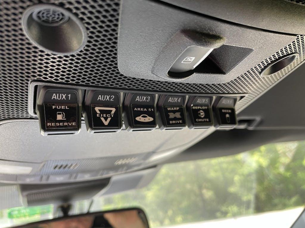 Printed Series Auxiliary Switch Labels (Upfitter) - 2017-2020 F-150 Raptor, 2017-2022 F-250 / F-350 Super Duty / 2024+ Grenadier - 17FORDSDAUX-WTOBL-17FORDSDAUX-BOOBL-17FORDSDAUX-V51-  DRIVEN - 3