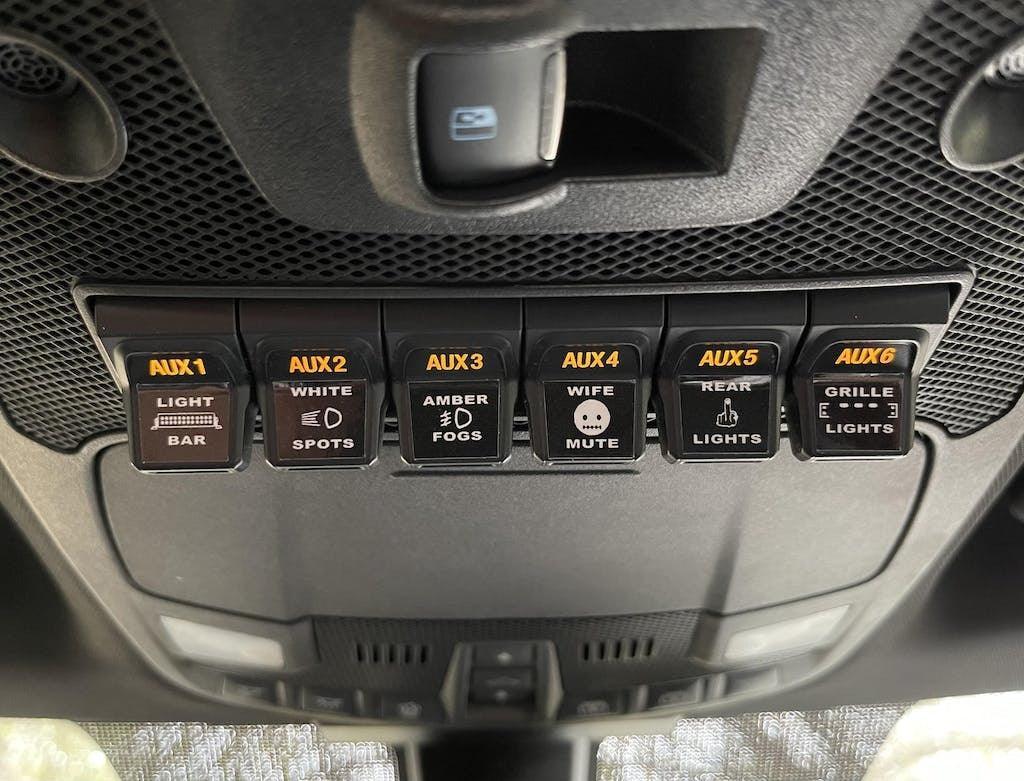 Printed Series Auxiliary Switch Labels (Upfitter) - 2017-2020 F-150 Raptor, 2017-2022 F-250 / F-350 Super Duty / 2024+ Grenadier - 17FORDSDAUX-WTOBL-17FORDSDAUX-BOOBL-17FORDSDAUX-V51-  DRIVEN - 2