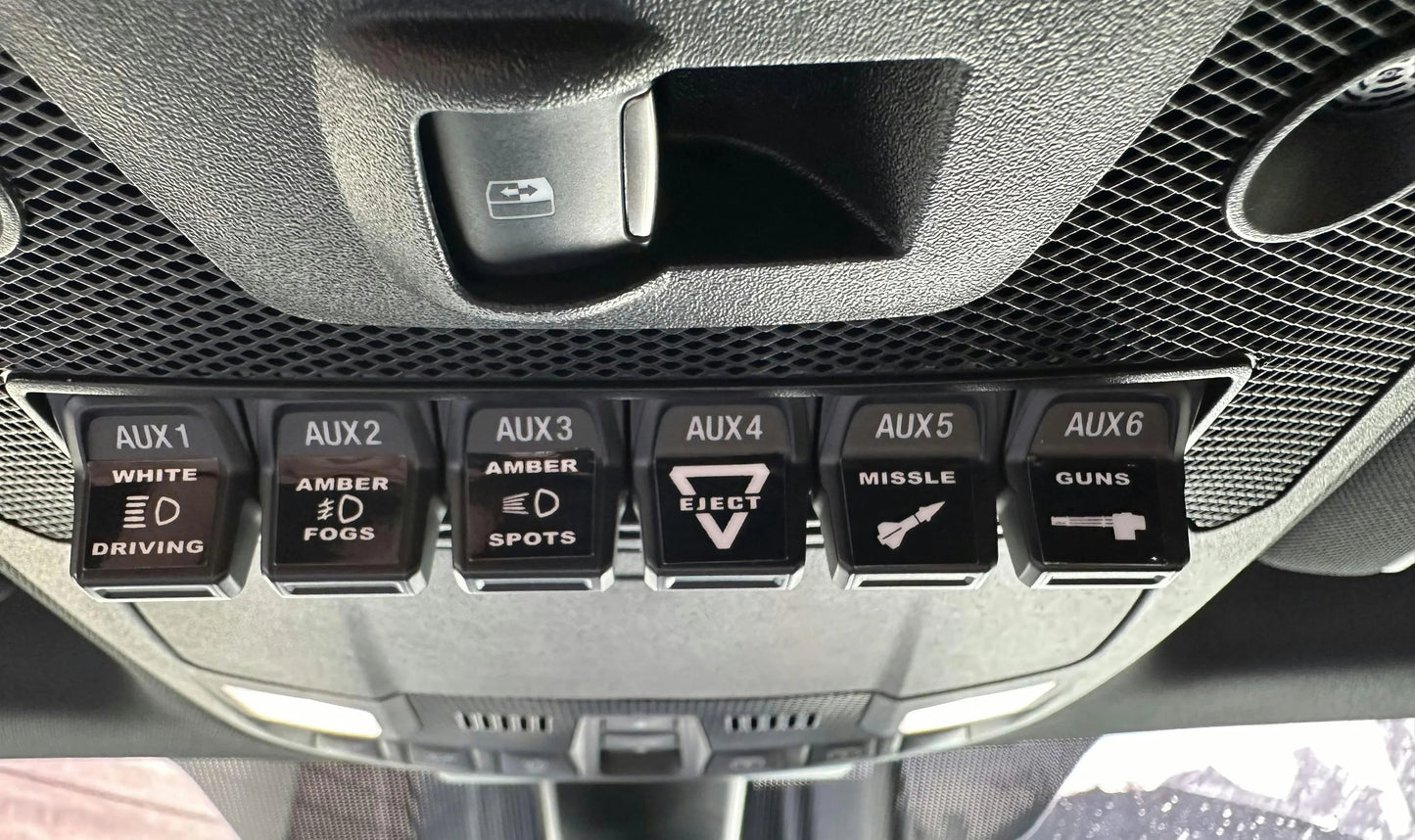 Printed Series Auxiliary Switch Labels (Upfitter) - 2017-2020 F-150 Raptor, 2017-2022 F-250 / F-350 Super Duty / 2024+ Grenadier - 17FORDSDAUX-WTOBL-17FORDSDAUX-BOOBL-17FORDSDAUX-V51-  DRIVEN - 8