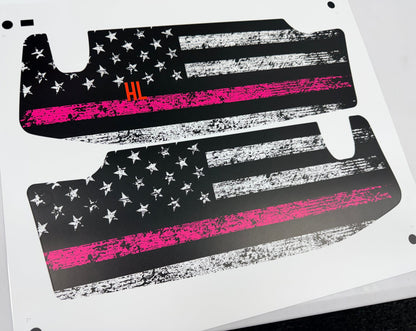 Freedom Series Sun Visor Overlays (Printed Series) - 2018+ Jeep Wrangler JL / Jeep Gladiator JT - JLVISORFULLFREE-RWBNHL-JLVISORFULLFREE-RWBHL-JLVISORFULLFREE-BWNHL-JLVISORFULLFREE-BWHL-JLVISORFULLFREE-TBLNHL-  DRIVEN - 18