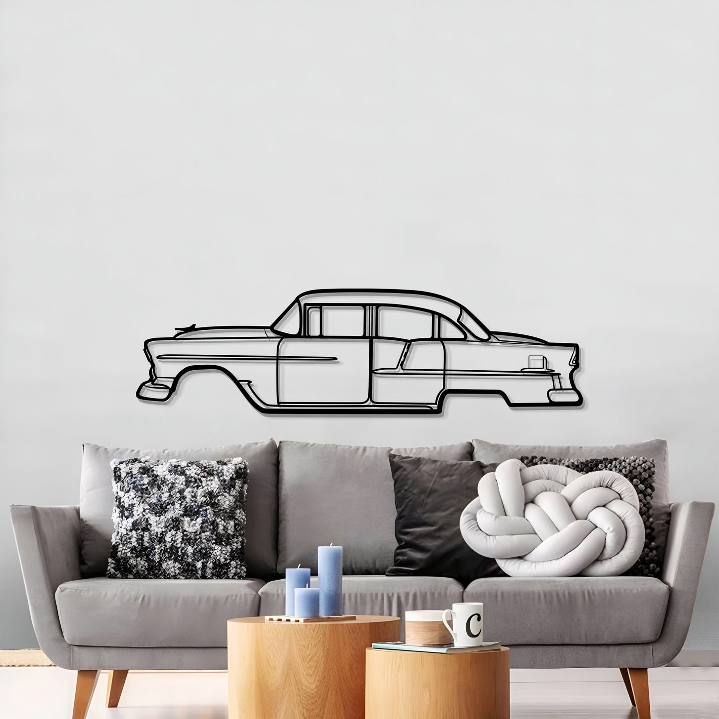 1955 Bel Air Metal Car Wall Art - MT0037 - MT0037B49L-MT0037B69L-MT0037B80L-MT0037B99L-MT0037B120L-  DRIVEN - 3