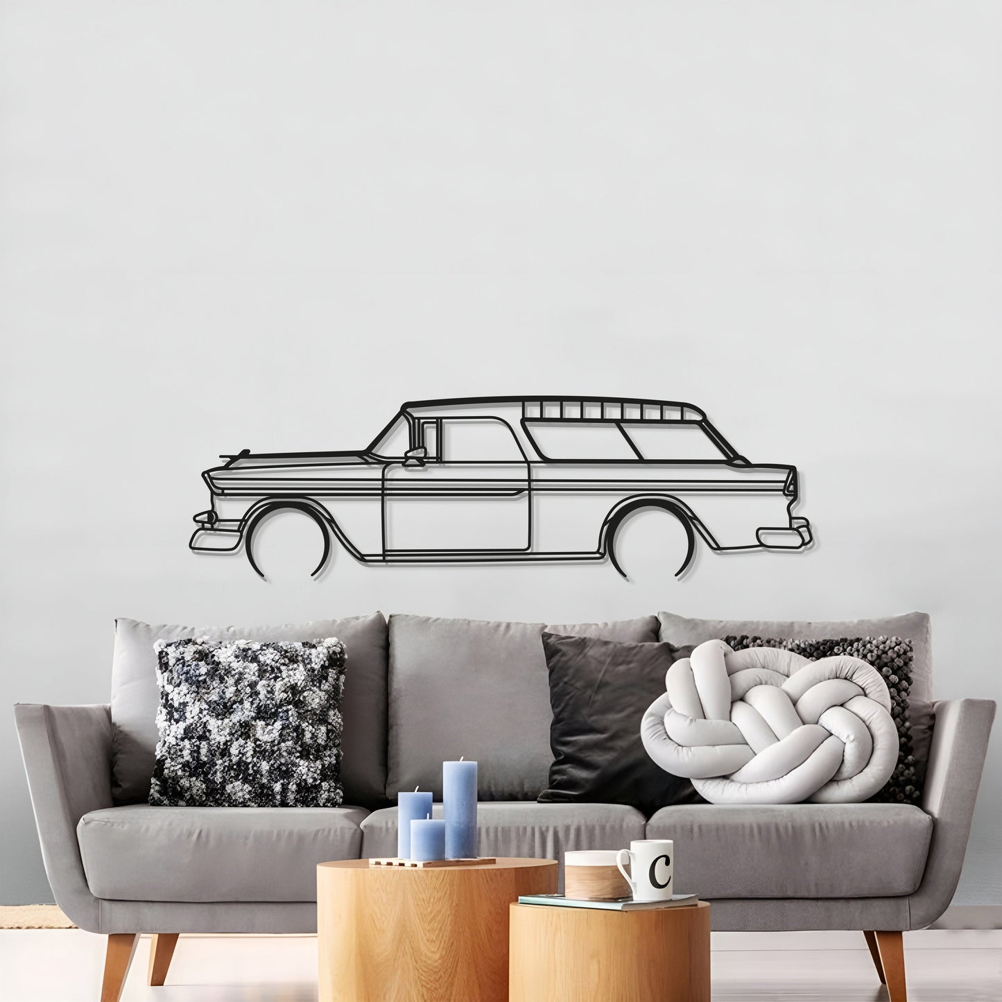 1955 Nomad Metal Car Wall Art - MT0038 - MT0038B49L-MT0038B69L-MT0038B80L-MT0038B99L-MT0038B120L-  DRIVEN - 3