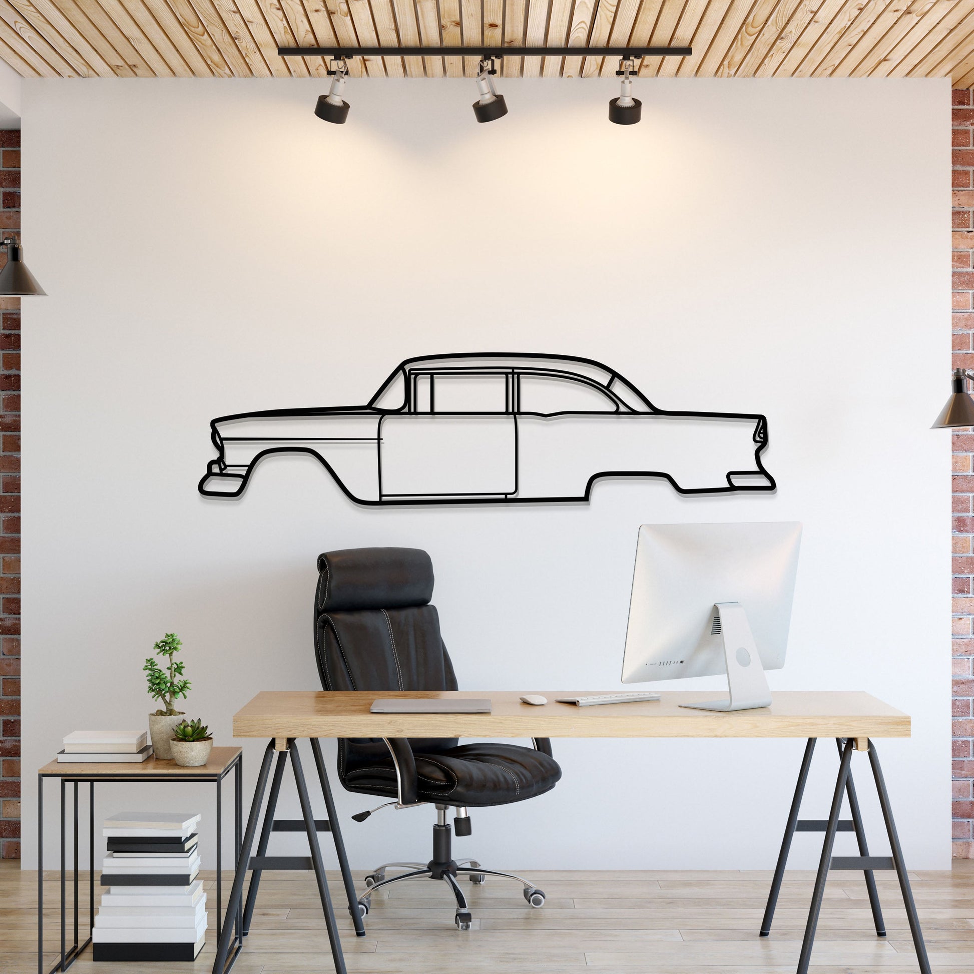 1955 150 Utility Sedan Metal Car Wall Art - MT0035 - MT0035B49L-MT0035B69L-MT0035B80L-MT0035B99L-MT0035B120L-  DRIVEN - 1