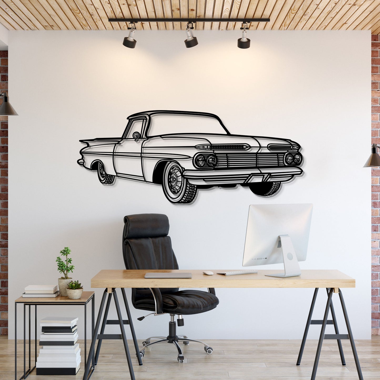 1959 El Camino Perspective Metal Car Wall Art - MT1148 - MT1148B69L-MT1148B80L-MT1148B99L-MT1148B115L-MT1148B140L-  DRIVEN - 1