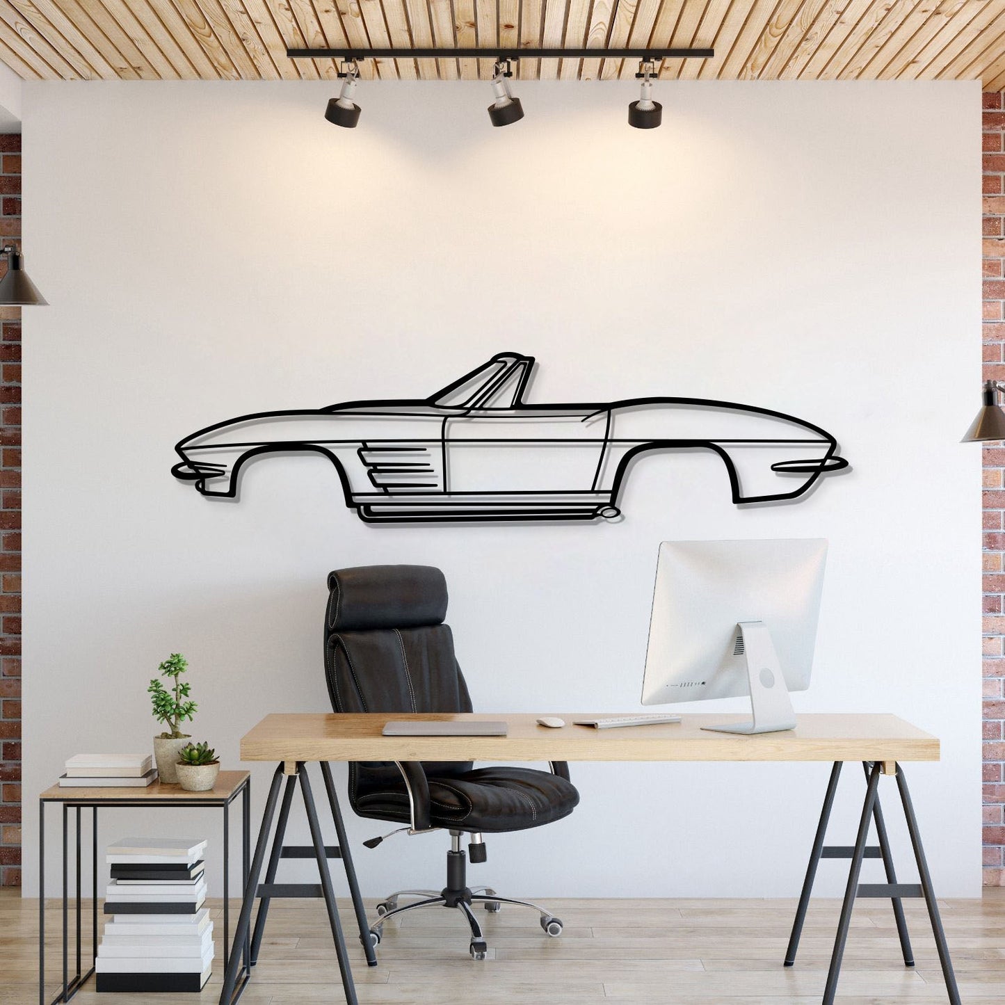 1964 Corvette Convertible Metal Car Wall Art - MT0068 - MT0068B49L-MT0068B69L-MT0068B80L-MT0068B99L-MT0068B120L-  DRIVEN - 1