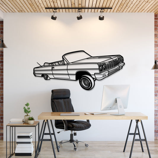 1964 Impala Convertible Lowrider Perspective Metal Car Wall Art - MT1149 - MT1149B69L-MT1149B80L-MT1149B99L-MT1149B115L-MT1149B140L-  DRIVEN - 1