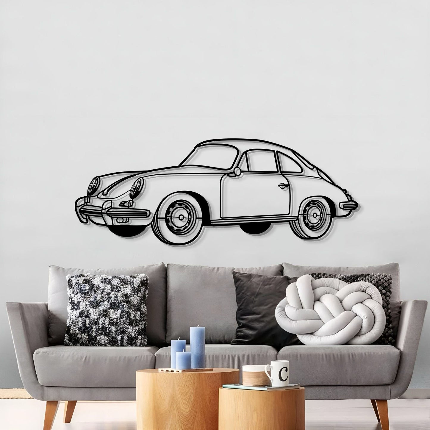 1964 356 SC Perspective Metal Car Wall Art - MT1286 - MT1286B69L-MT1286B80L-MT1286B99L-MT1286B115L-MT1286B140L-  DRIVEN - 3