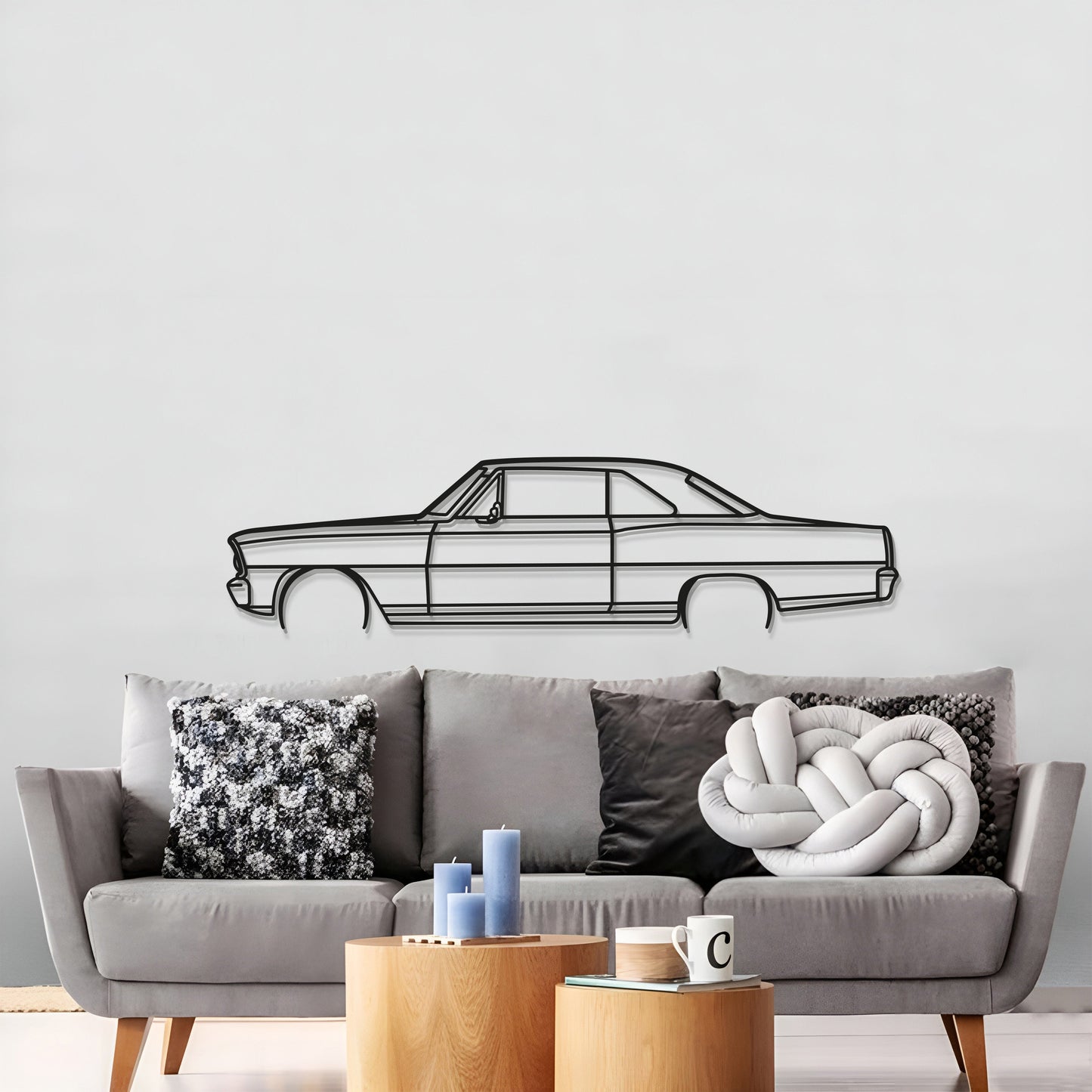 1966 Nova SS Detailed Metal Car Wall Art - MT0090 - MT0090B49L-MT0090B69L-MT0090B80L-MT0090B99L-MT0090B120L-  DRIVEN - 3