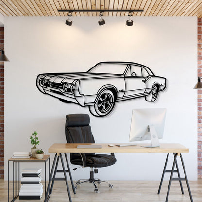 1967 Cutlass 442 Hardtop Perspective Metal Car Wall Art - MT1283 - MT1283B69L-MT1283B80L-MT1283B99L-MT1283B115L-MT1283B140L-  DRIVEN - 1