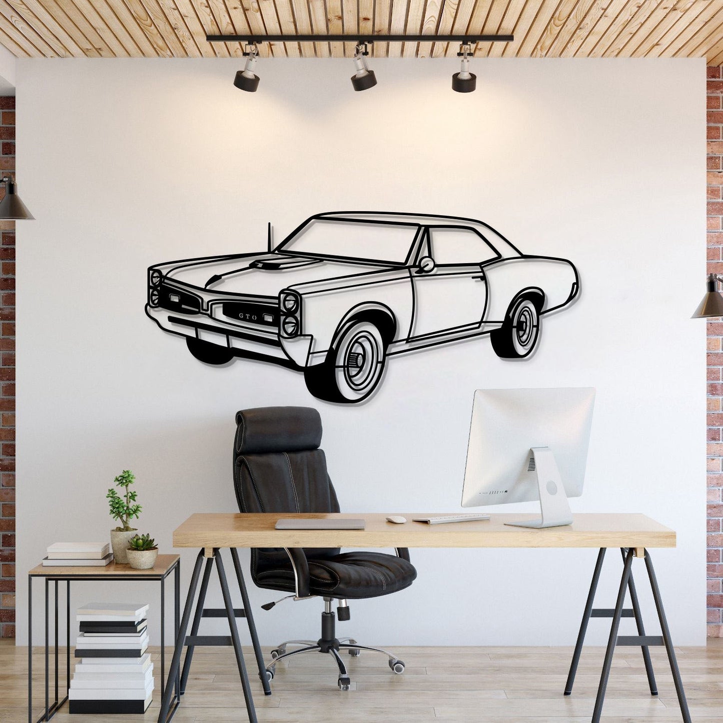1967 GTO Perspective Metal Car Wall Art - MT1183 - MT1183B69L-MT1183B80L-MT1183B99L-MT1183B115L-MT1183B140L-  DRIVEN - 1