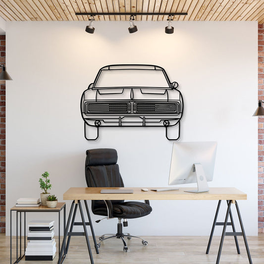 1969 Charger Front View Metal Car Wall Art - MT1337 - MT1337B69-MT1337B80-MT1337B99-MT1337B115-MT1337B140-  DRIVEN - 1