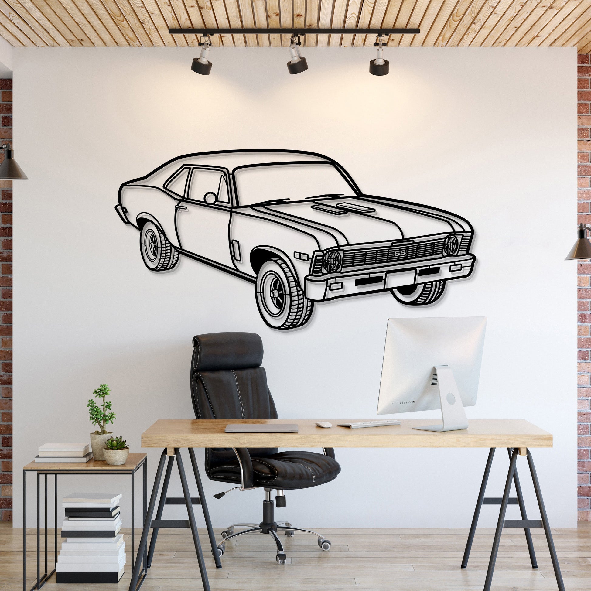 1969 Nova Yenko Perspective Metal Car Wall Art - MT1250 - MT1250B69L-MT1250B80L-MT1250B99L-MT1250B115L-MT1250B140L-  DRIVEN - 1