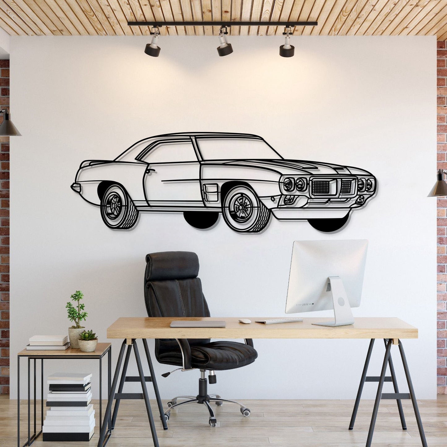 1969 Firebird Trans AM Perspective Metal Car Wall Art - MT1185 - MT1185B69L-MT1185B80L-MT1185B99L-MT1185B115L-MT1185B140L-  DRIVEN - 1