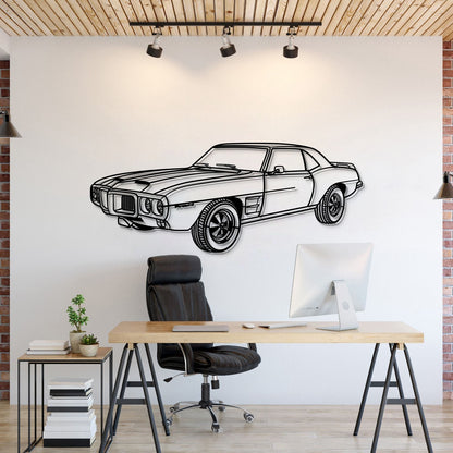 1969 Firebird Trans AM Perspective Metal Car Wall Art - MT1184 - MT1184B69L-MT1184B80L-MT1184B99L-MT1184B115L-MT1184B140L-  DRIVEN - 1