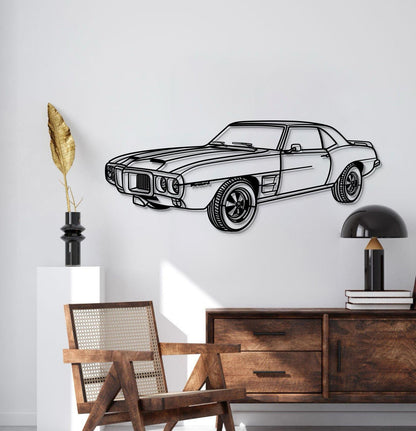1969 Firebird Trans AM Perspective Metal Car Wall Art - MT1184 - MT1184B69L-MT1184B80L-MT1184B99L-MT1184B115L-MT1184B140L-  DRIVEN - 2