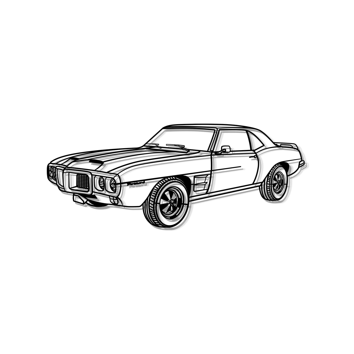1969 Firebird Trans AM Perspective Metal Car Wall Art - MT1184 - MT1184B69L-MT1184B80L-MT1184B99L-MT1184B115L-MT1184B140L-  DRIVEN - 8