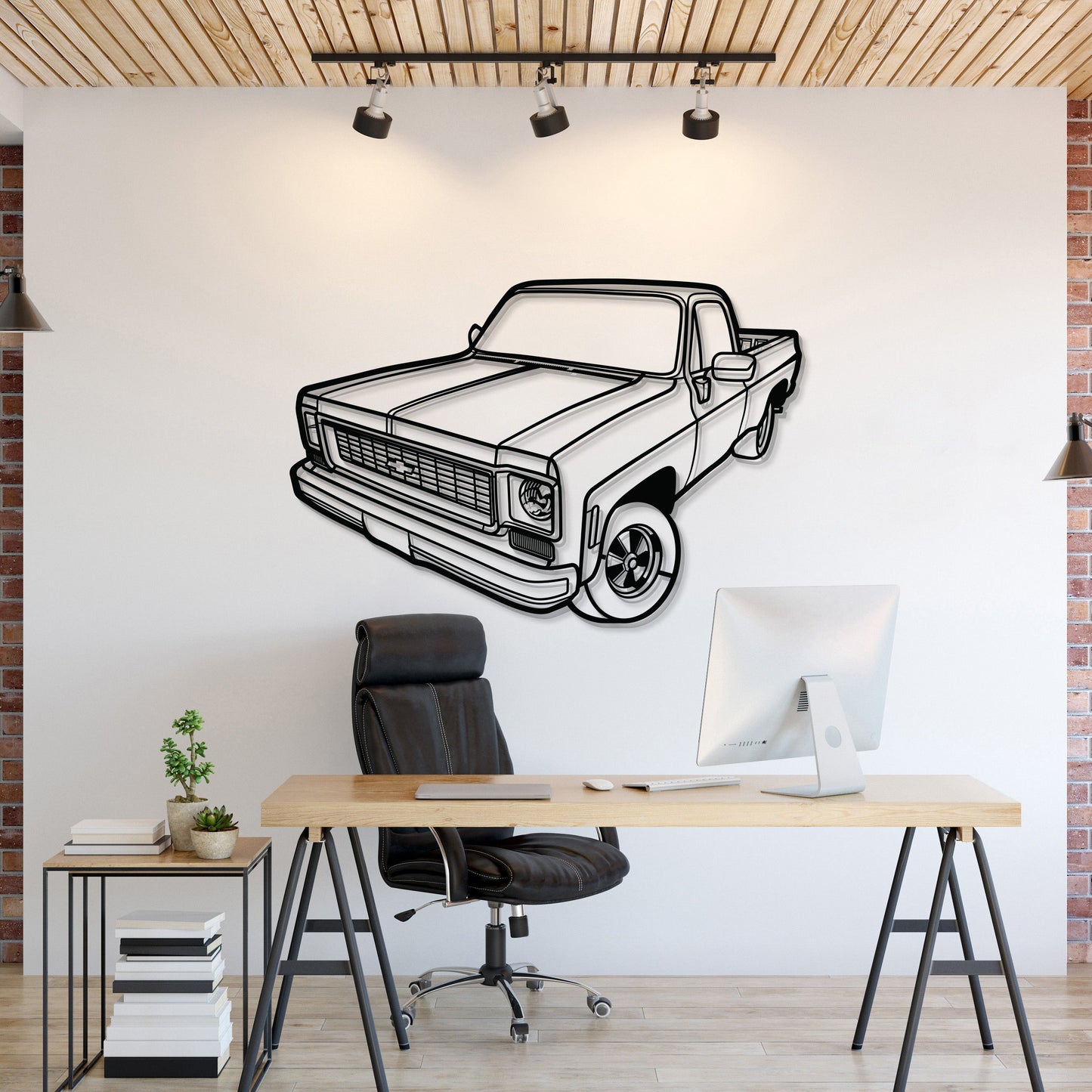 1973 C10 Perspective Metal Car Wall Art - MT1254 - MT1254B69L-MT1254B80L-MT1254B99L-MT1254B115L-MT1254B140L-  DRIVEN - 1