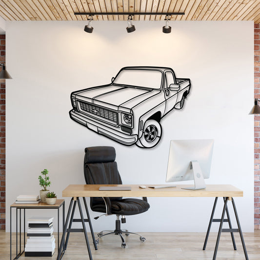 1973 C10 Perspective Metal Car Wall Art - MT1254 - MT1254B69L-MT1254B80L-MT1254B99L-MT1254B115L-MT1254B140L-  DRIVEN - 1