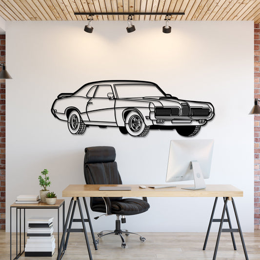 1970 Cougar Perspective Metal Car Wall Art - MT1176 - MT1176B69L-MT1176B80L-MT1176B99L-MT1176B115L-MT1176B140L-  DRIVEN - 1