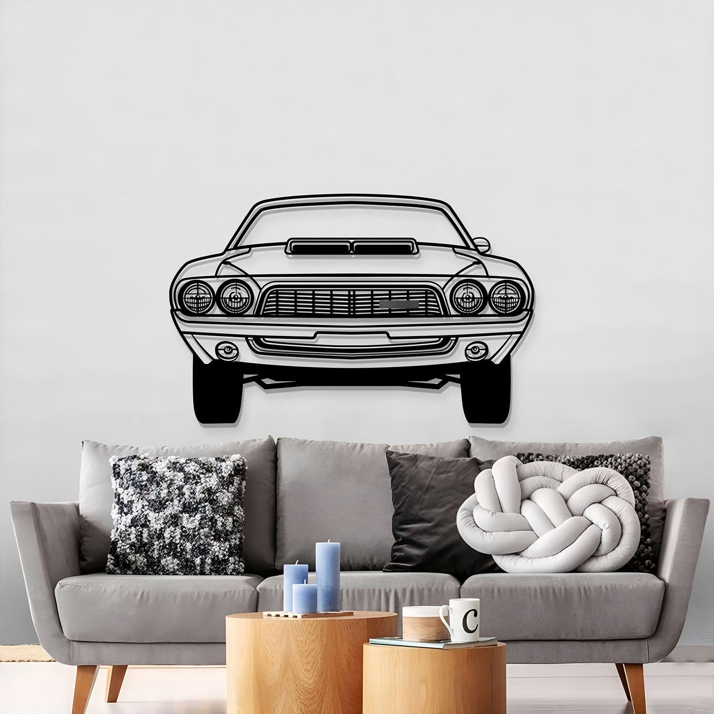 1972 Challenger Front View Metal Car Wall Art - MT1338 - MT1338B69-MT1338B80-MT1338B99-MT1338B115-MT1338B140-  DRIVEN - 5