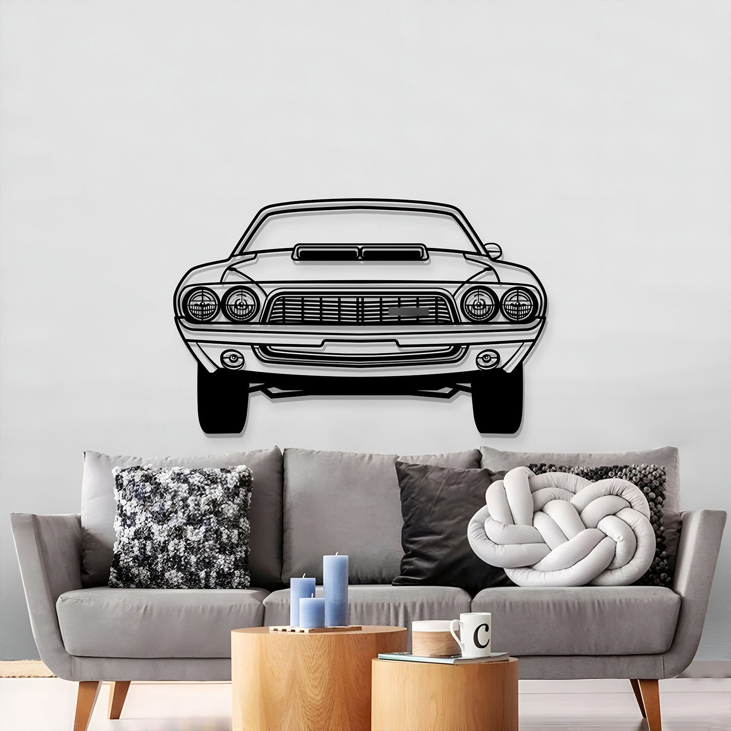 1972 Challenger Front View Metal Car Wall Art - MT1338 - MT1338B69-MT1338B80-MT1338B99-MT1338B115-MT1338B140-  DRIVEN - 5
