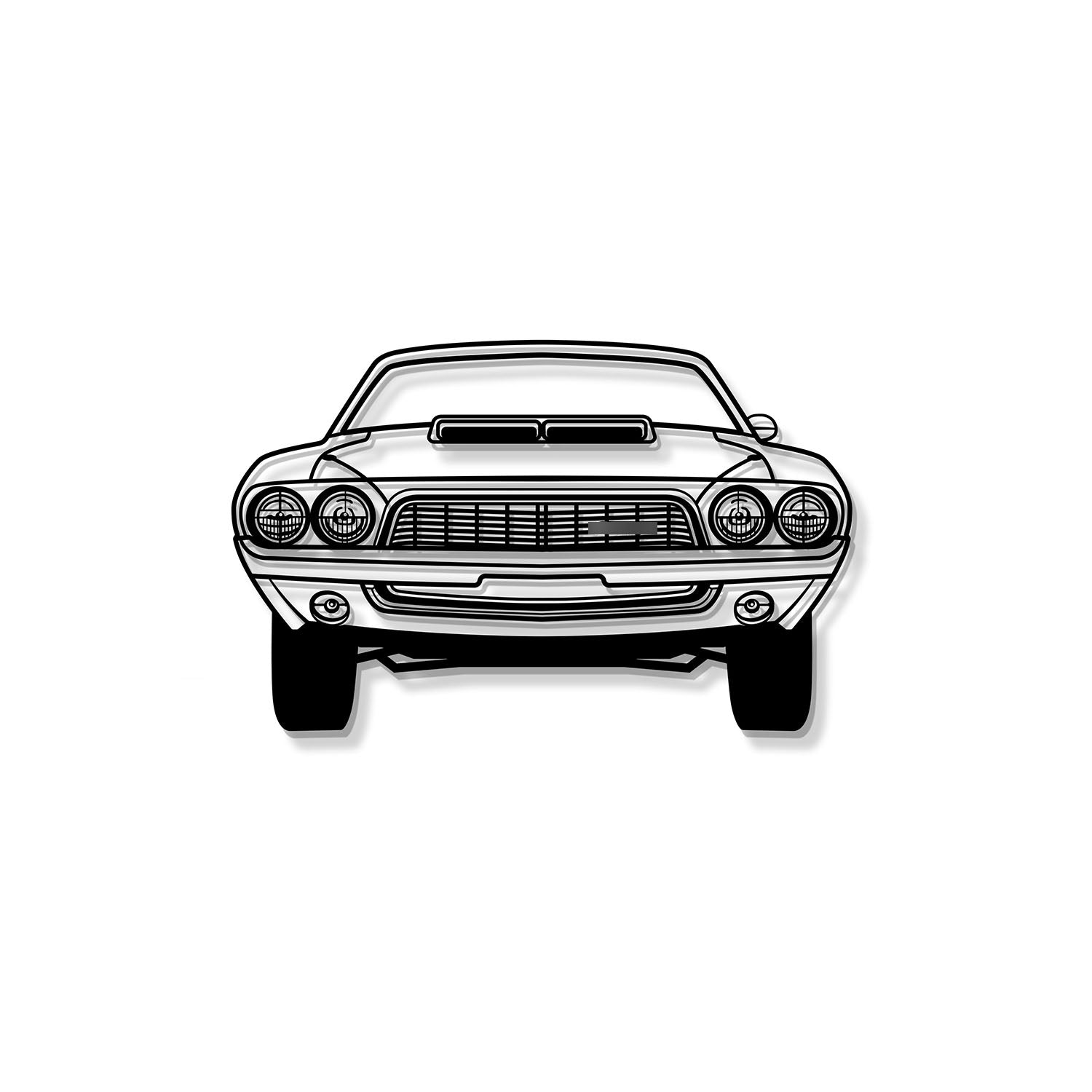 1972 Challenger Front View Metal Car Wall Art - MT1338 - MT1338B69-MT1338B80-MT1338B99-MT1338B115-MT1338B140-  DRIVEN - 8