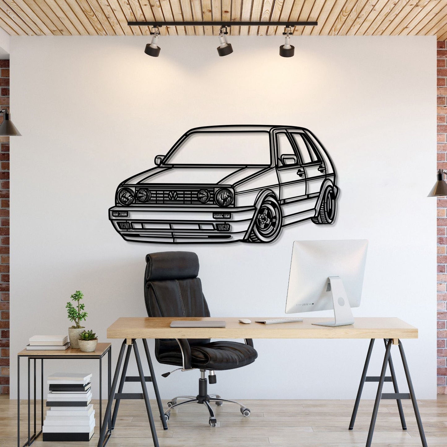 1990 Golf MK2 Perspective Metal Car Wall Art - MT0464 - MT0464B69L-MT0464B80L-MT0464B99L-MT0464B115L-MT0464B140L-  DRIVEN - 1