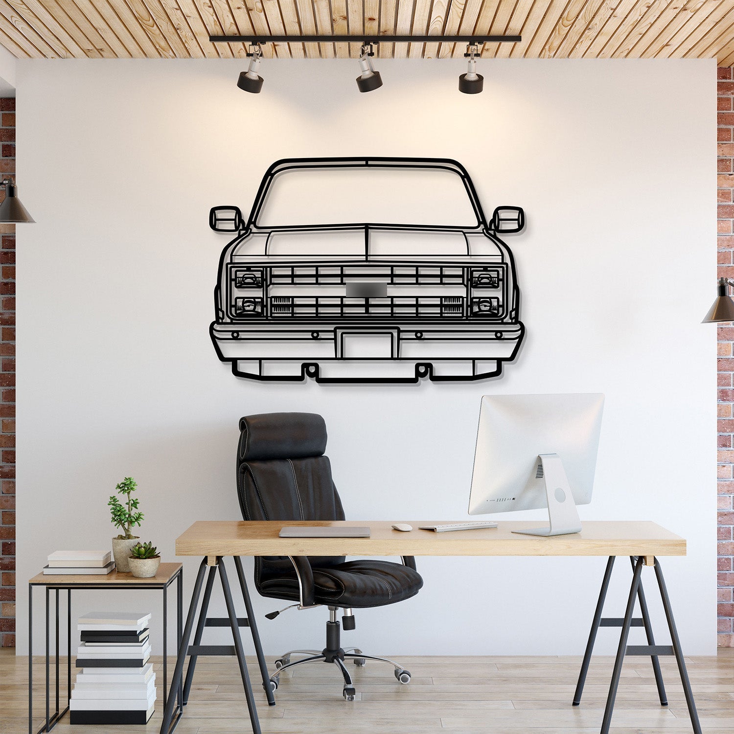1985 K10 Front View Metal Car Wall Art - MT1332 - MT1332B69-MT1332B80-MT1332B99-MT1332B115-MT1332B140-  DRIVEN - 1