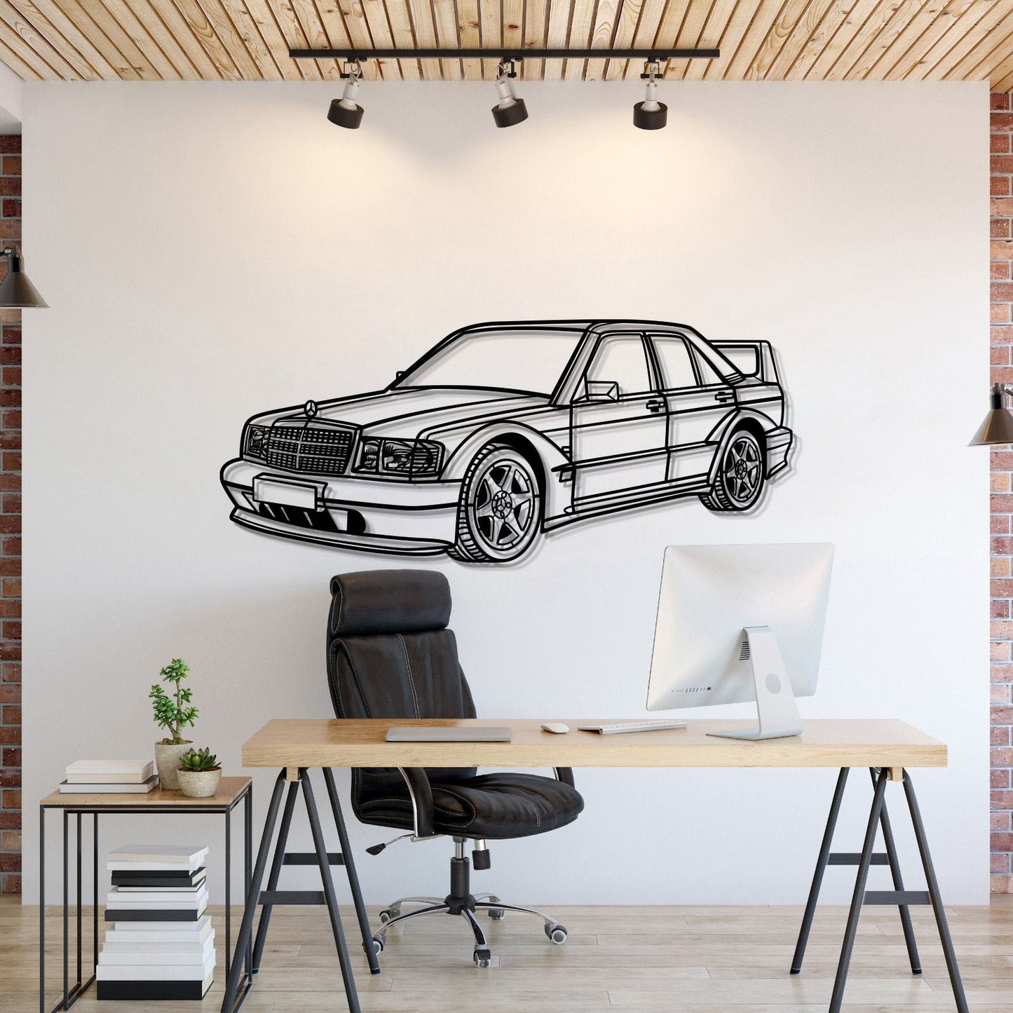 1990 190E 2.5-16 EVO II Perspective Metal Car Wall Art - MT0453 - MT0453B69L-MT0453B80L-MT0453B99L-MT0453B115L-MT0453B140L-  DRIVEN - 1