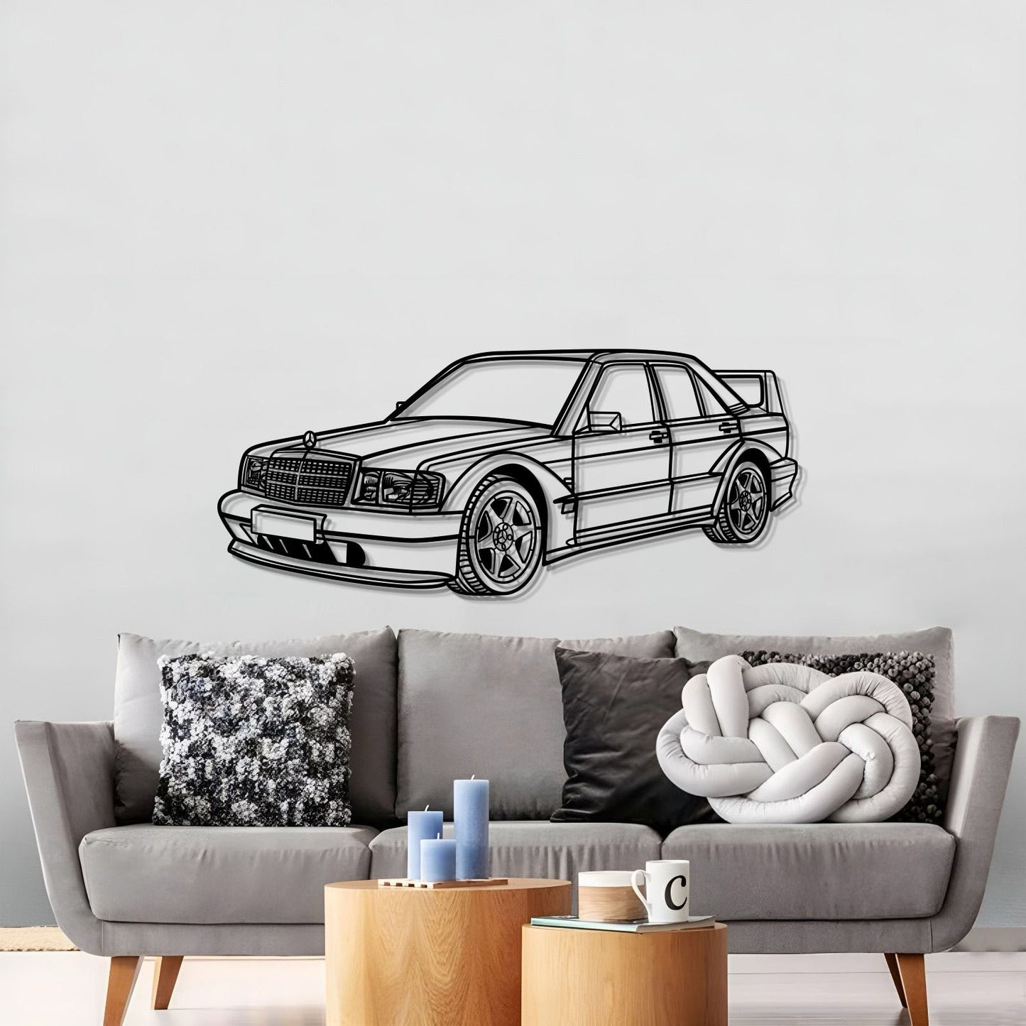 1990 190E 2.5-16 EVO II Perspective Metal Car Wall Art - MT0453 - MT0453B69L-MT0453B80L-MT0453B99L-MT0453B115L-MT0453B140L-  DRIVEN - 3