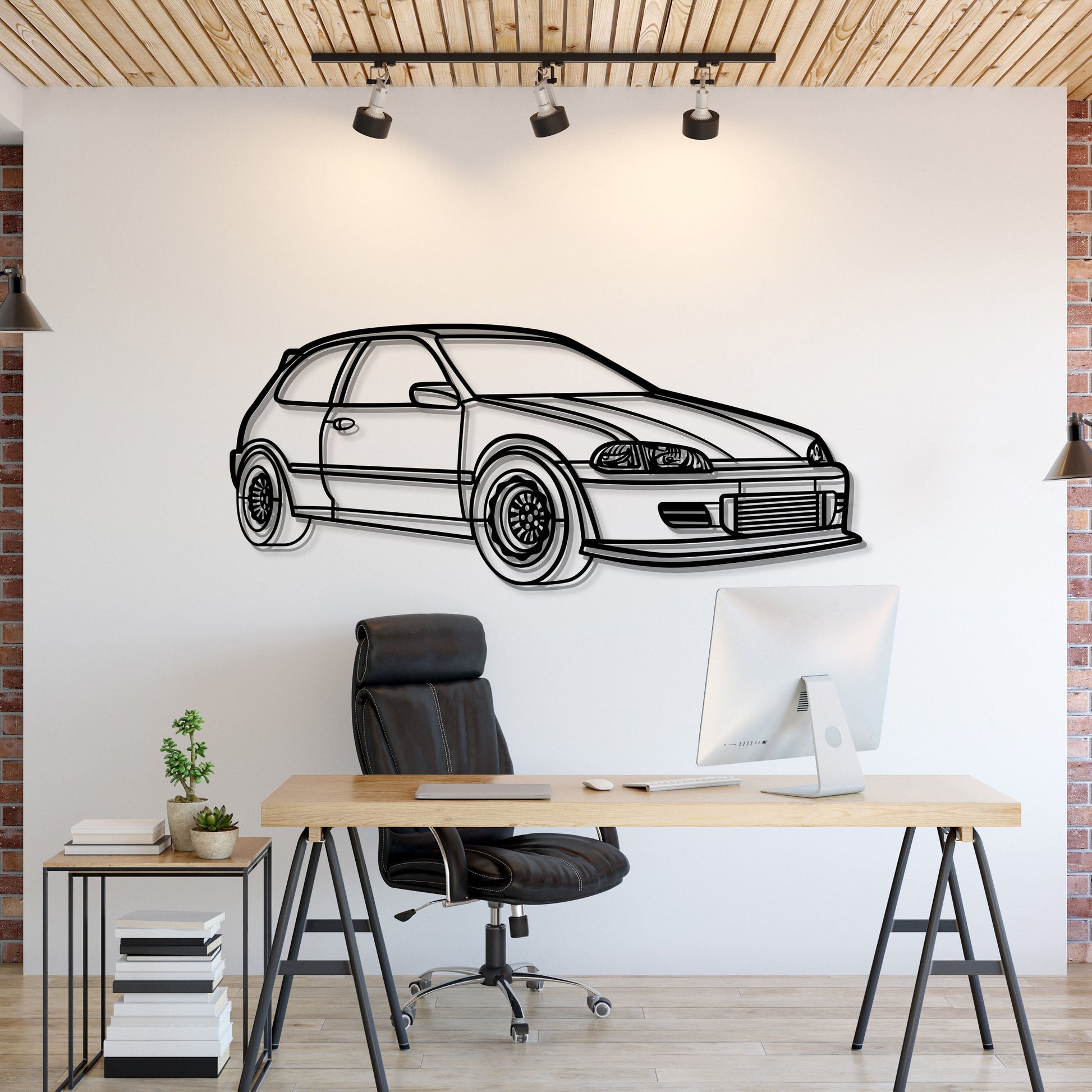 1993 Civic HB Drag Perspective Metal Car Wall Art - MT1163 - MT1163B69L-MT1163B80L-MT1163B99L-MT1163B115L-MT1163B140L-  DRIVEN - 1