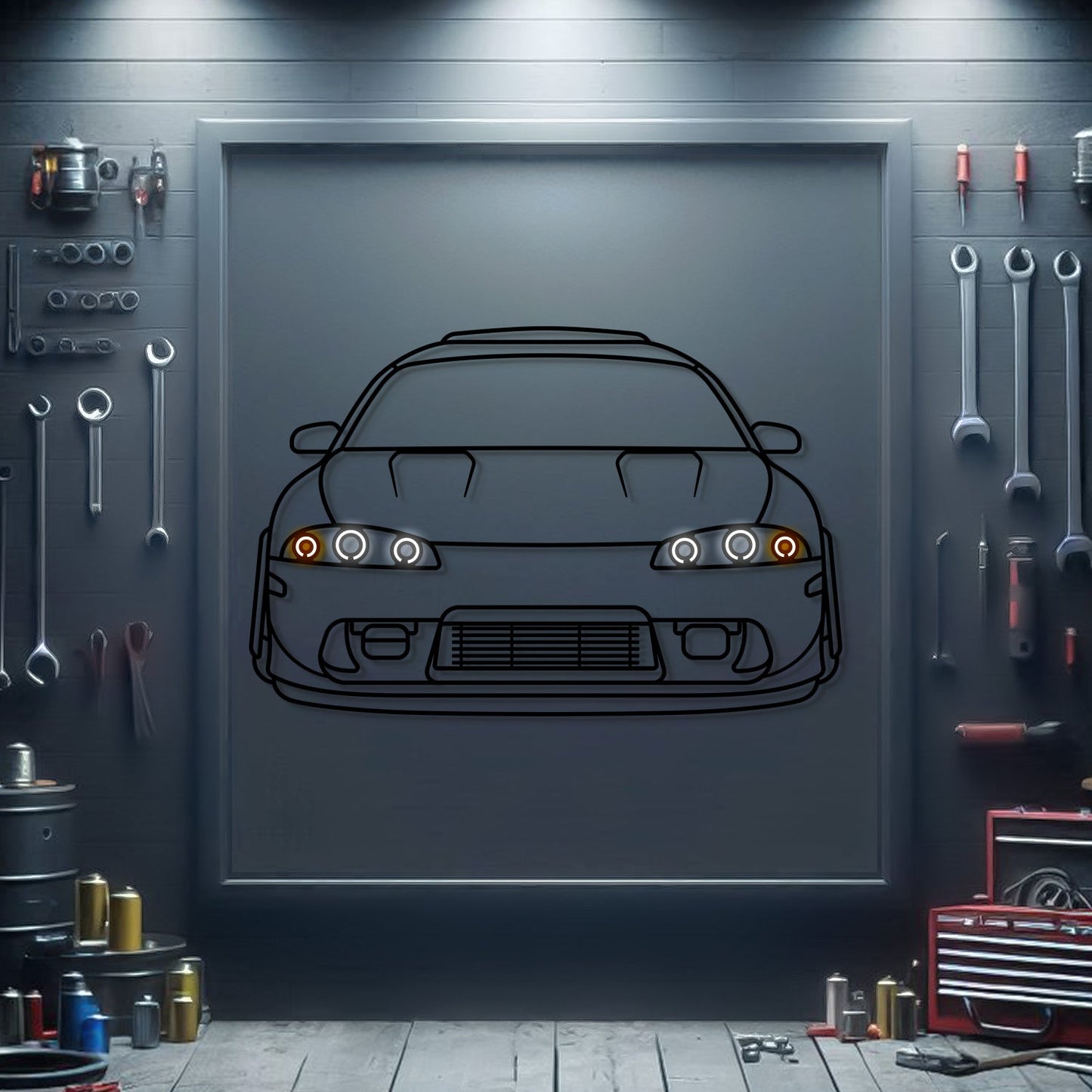 1995 Mitsubishi Eclipse GST Front View Metal Neon Car Wall Art - MTN0166 - MTN0166W99-MTN0166W115-MTN0166W140-  DRIVEN - 1