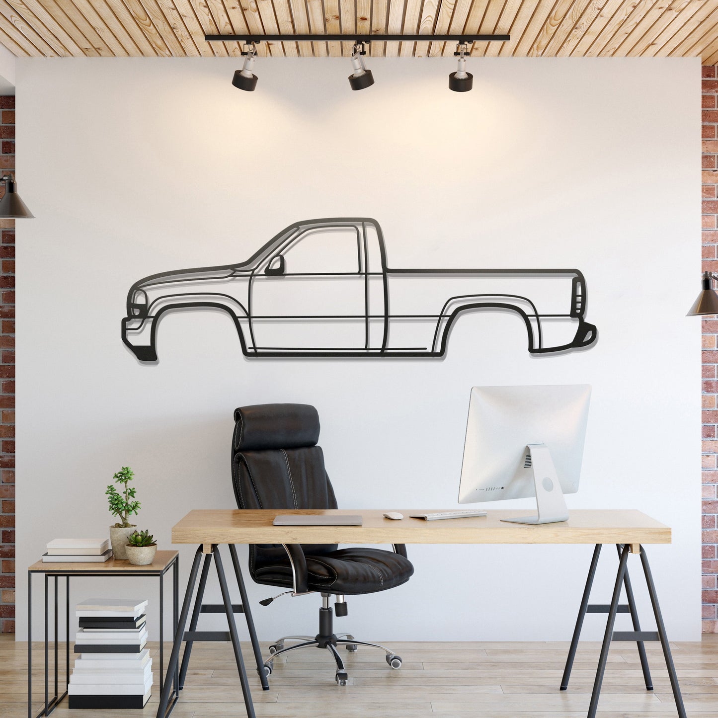 1999 Sierra 1500 2nd Gen Metal Car Wall Art - MT0277 - MT0277B49L-MT0277B69L-MT0277B80L-MT0277B99L-MT0277B120L-  DRIVEN - 1