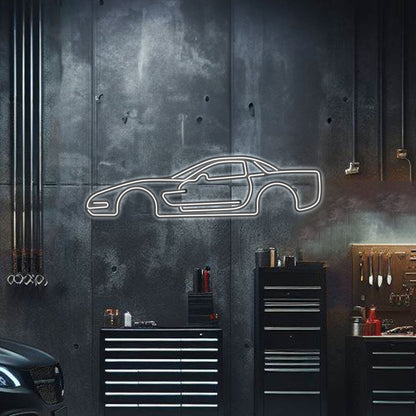 Corvette C5 Metal Neon Car Wall Art - MTN0021 - MTN0021W99L-MTN0021W120L-MTN0021W140L-MTN0021R99L-MTN0021R120L-  DRIVEN - 1