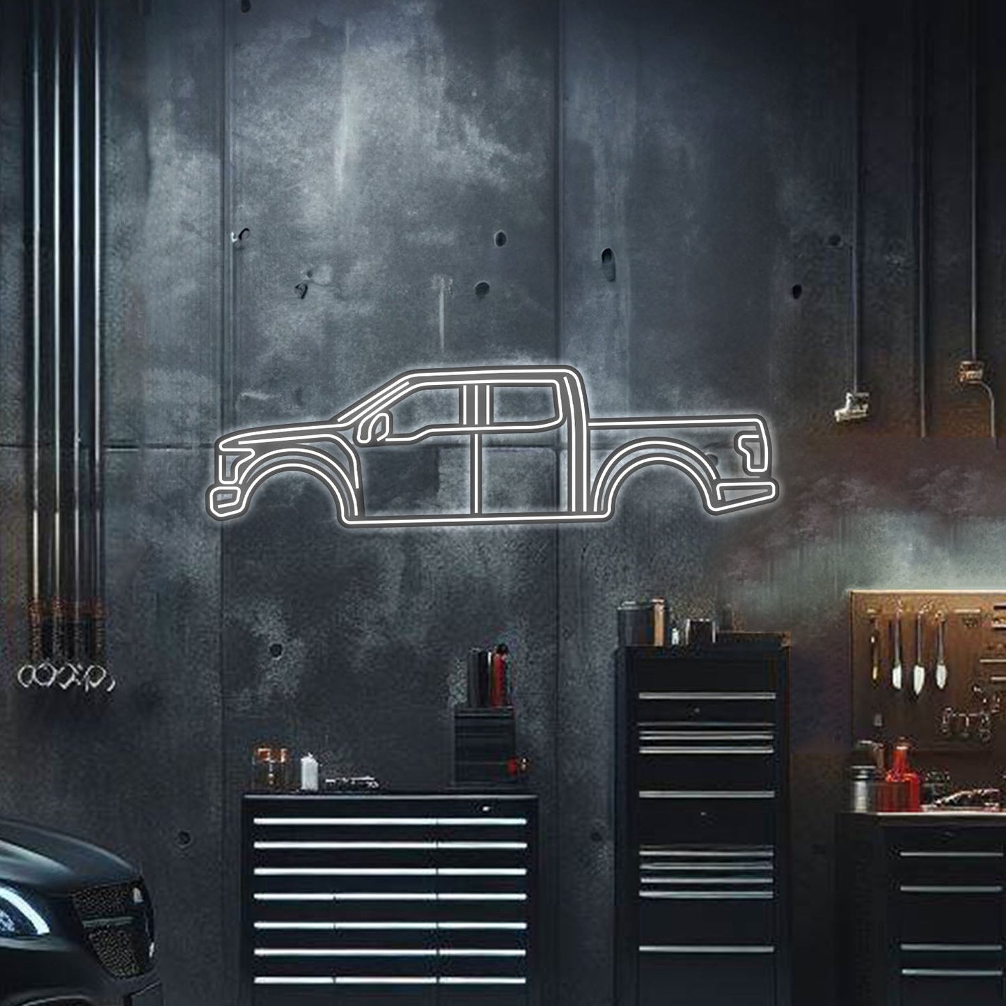 F-150 Raptor Metal Neon Car Wall Art - MTN0029 - MTN0029W99L-MTN0029W120L-MTN0029W140L-MTN0029R99L-MTN0029R120L-  DRIVEN - 1