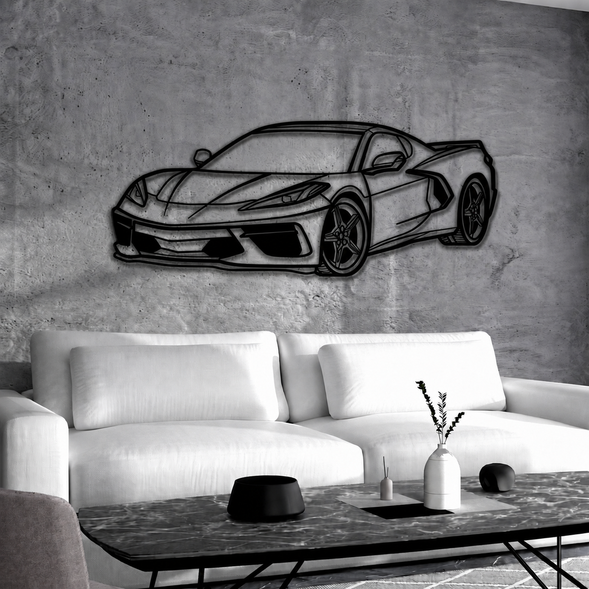 Corvette C8 Perspective Metal Car Wall Art - MT1125 - MT1125B69L-  DRIVEN - 5